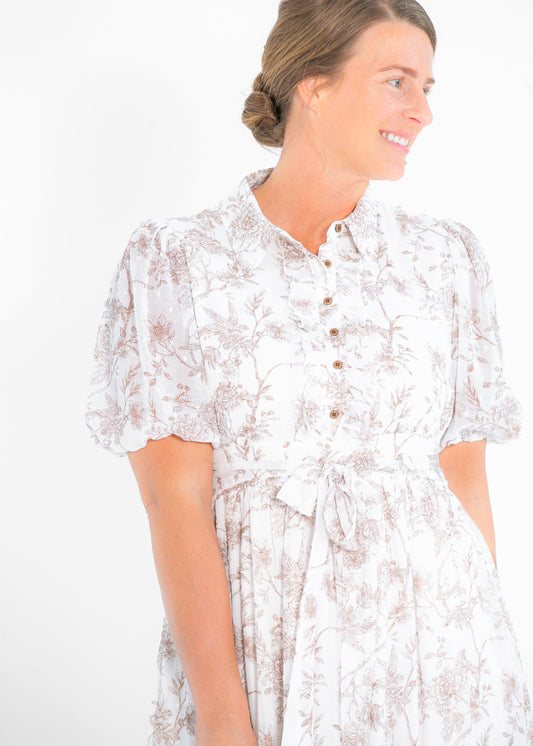 Floral Swiss Dot Button Front Maxi Dress FF Dresses