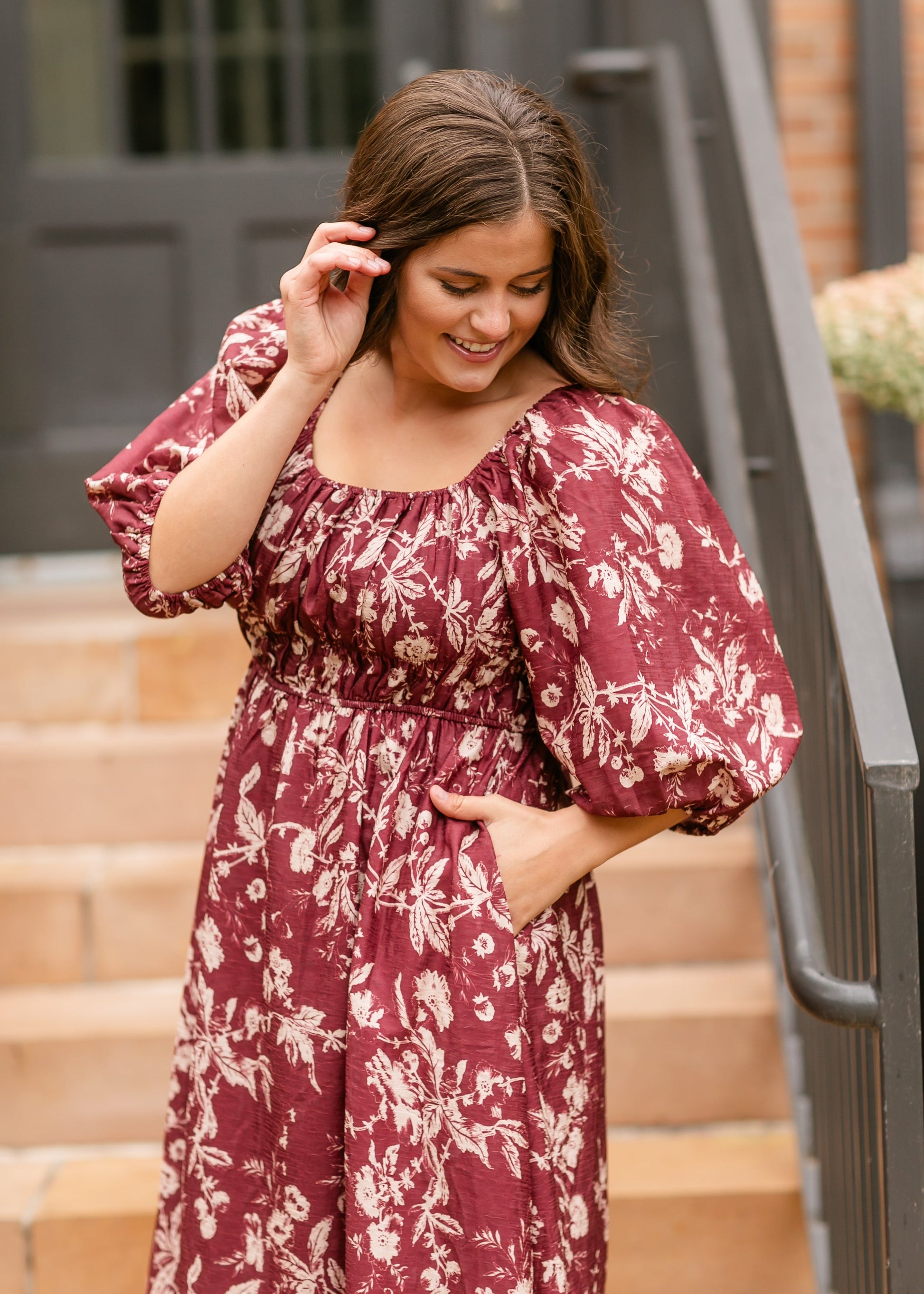 plus size burgundy midi dress Sandee Rain Boutique