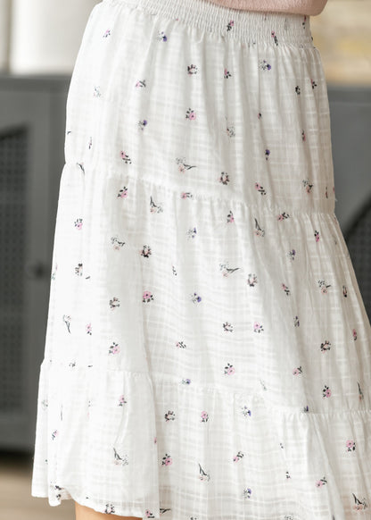 Floral Tiered Smocked Waist Midi Skirt FF Skirts