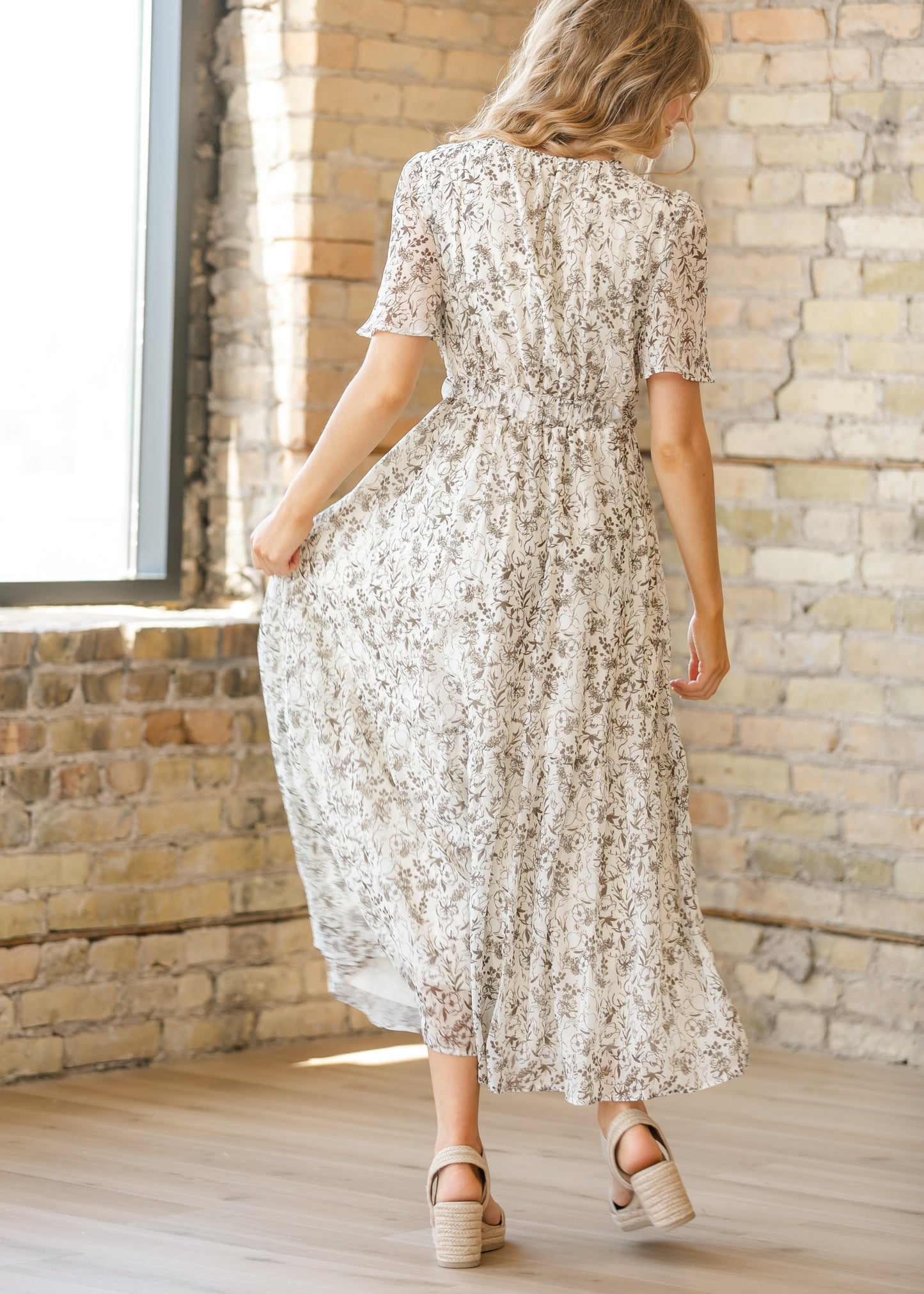 Floral V-neck Short Sleeve Maxi Dress FF Dresses