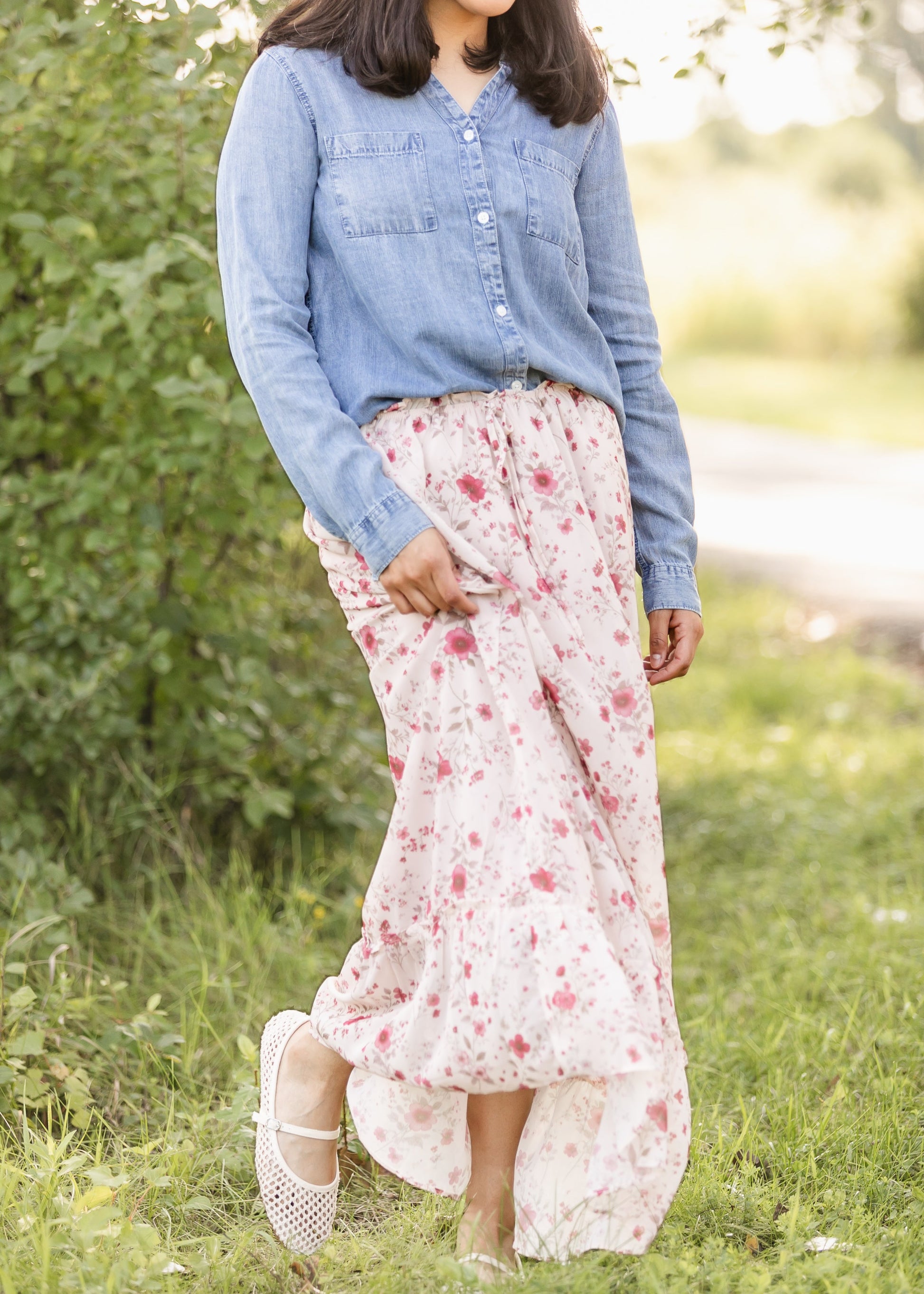 Floral Waist Tie Maxi Skirt FF Skirts