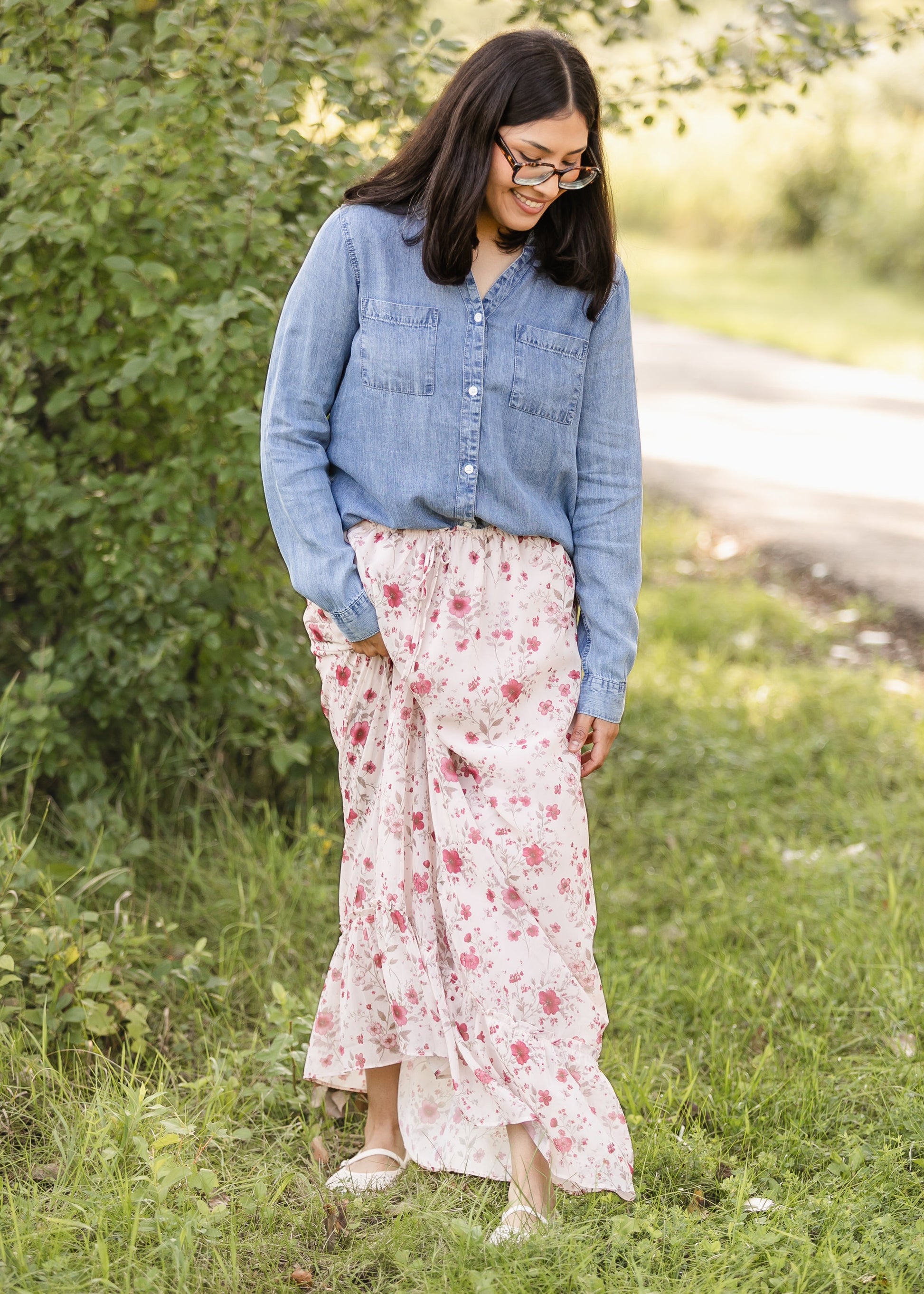 Floral Waist Tie Maxi Skirt FF Skirts