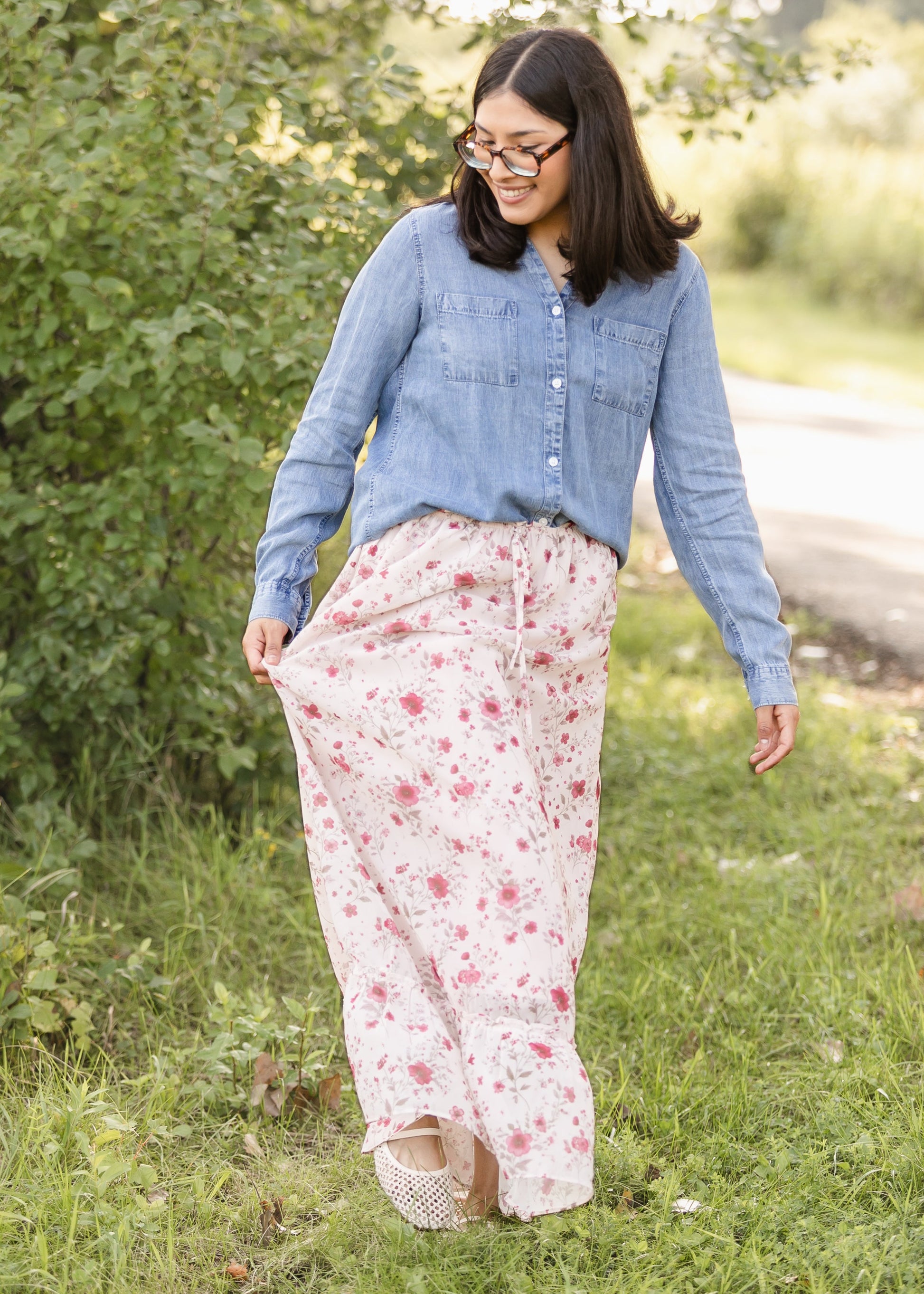 Floral Waist Tie Maxi Skirt FF Skirts