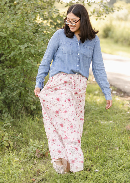 Floral Waist Tie Maxi Skirt FF Skirts