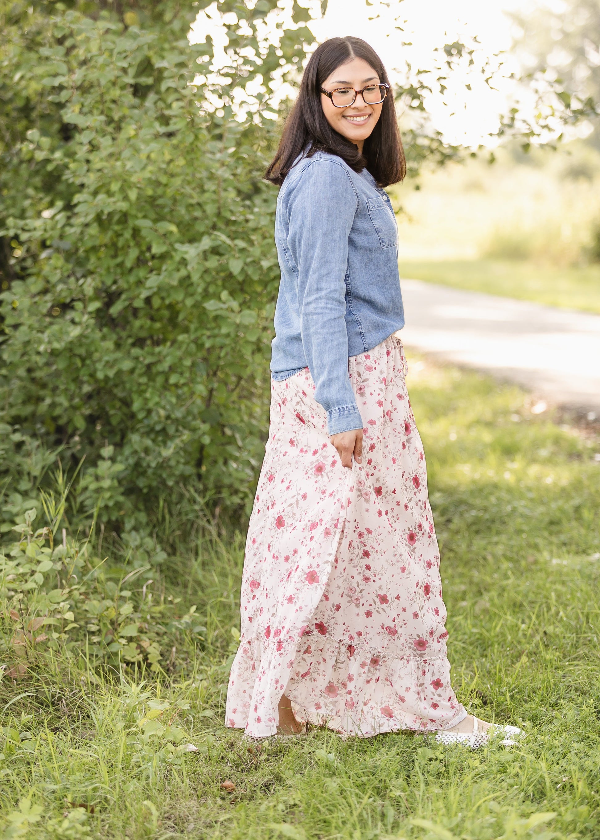 Floral Waist Tie Maxi Skirt FF Skirts