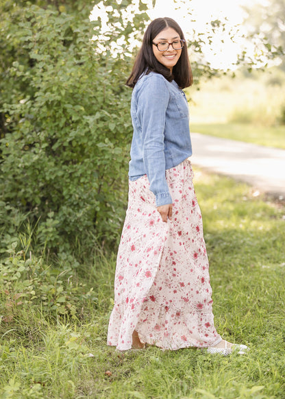 Floral Waist Tie Maxi Skirt FF Skirts