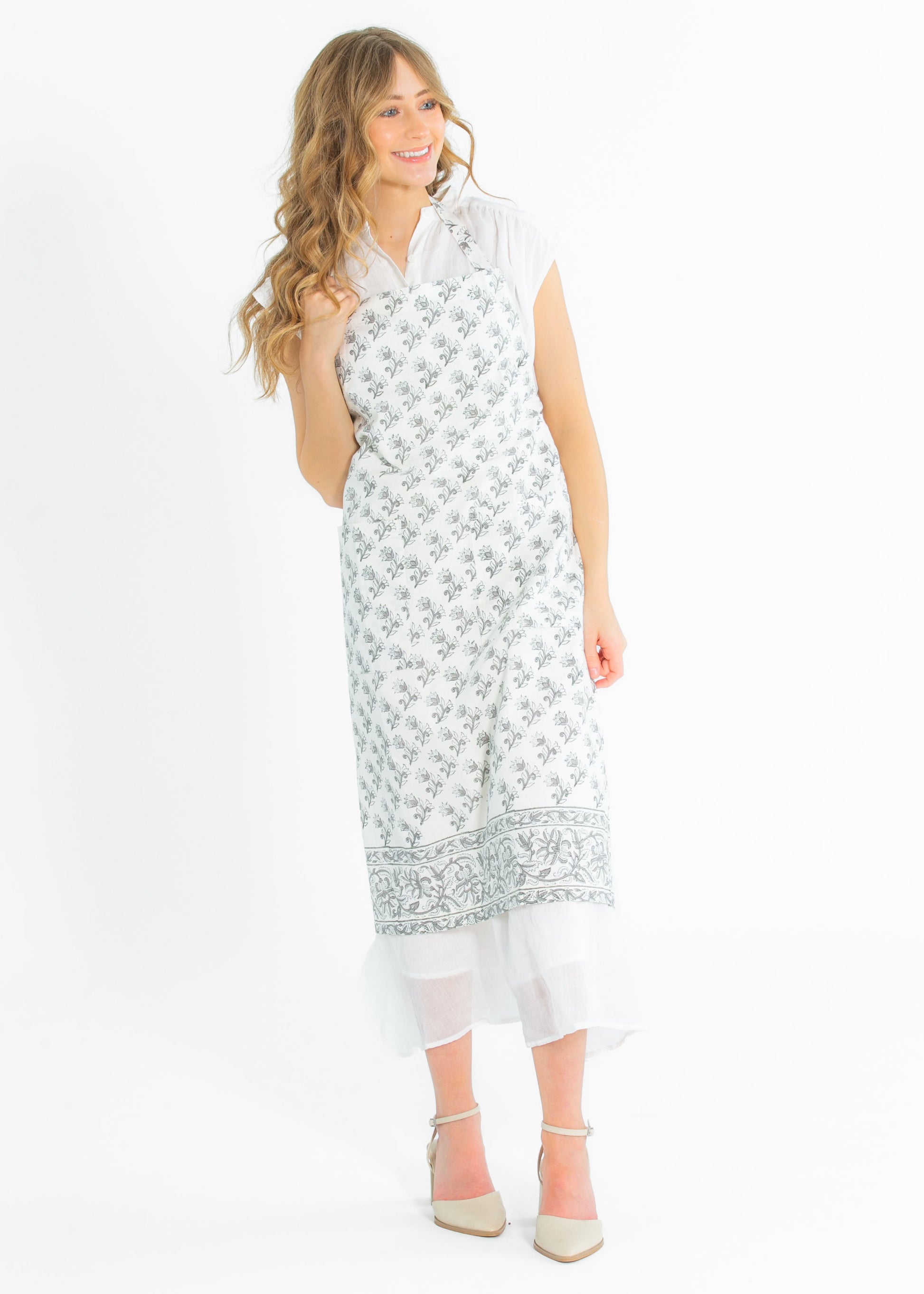 Floret Block Print Apron FF Home + Lifestyle