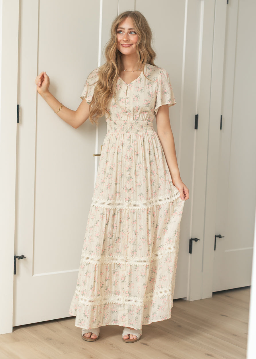 florianne floral satin maxi dress Florianna Dress, Medium Japanese Craft Book Barcelona Tiered Midi Dress effortless pieces that feel Atria Signature Colors:Linen