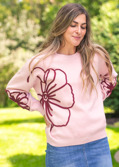 Flower Detail Knit Sweater FF Tops