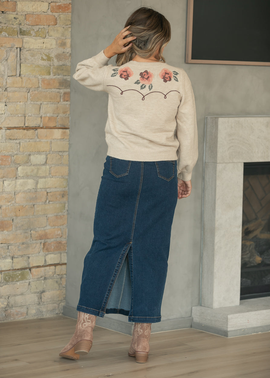 Flower Embroidered Button Down Cardigan FF Layering Essentials