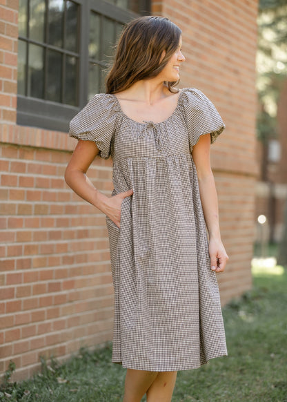Flowy Checkered Midi Dress FF Dresses