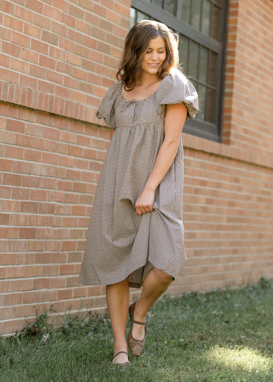 Flowy Checkered Midi Dress FF Dresses S