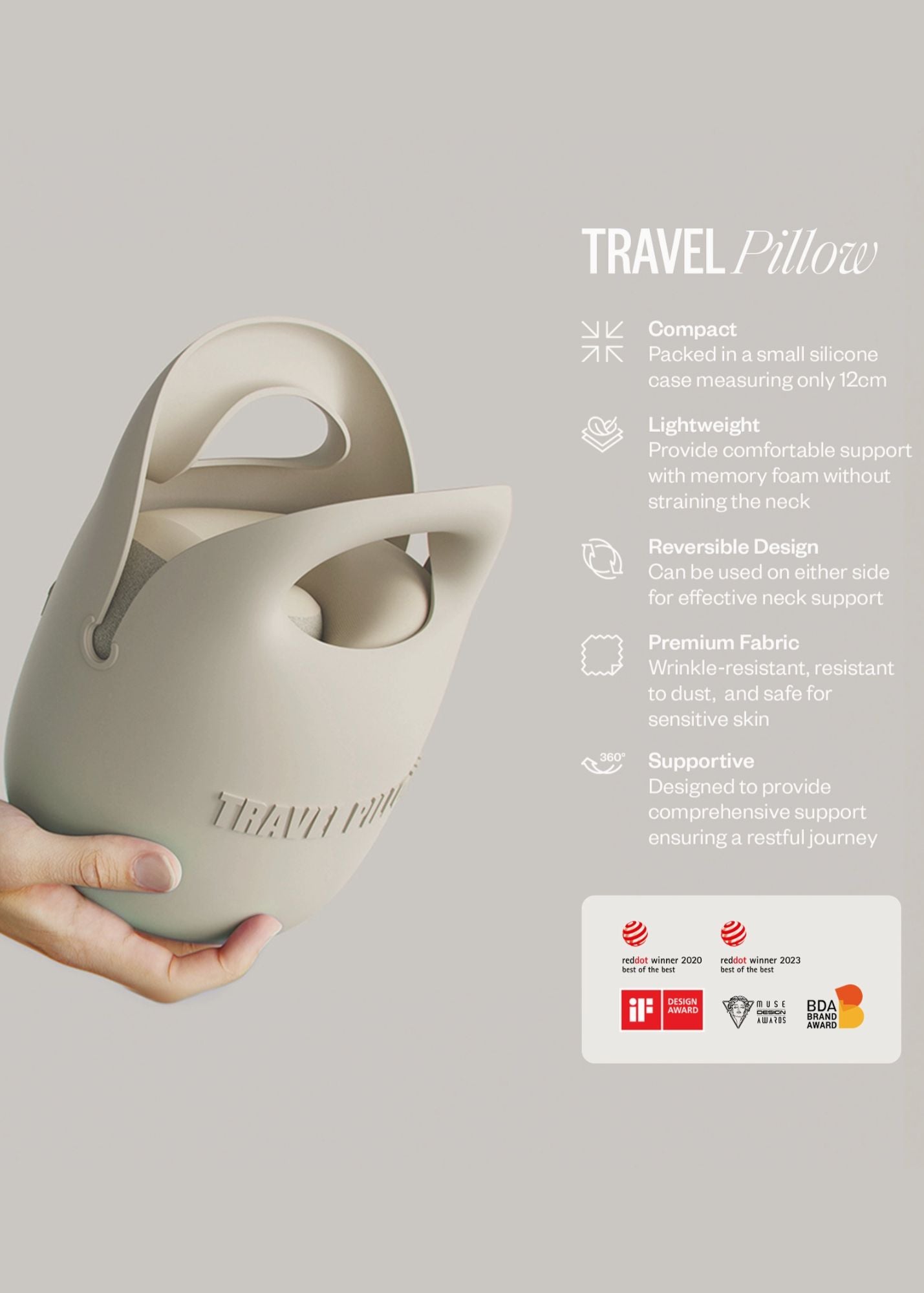 Foldable Memory Foam Travel Neck Pillow Accessory