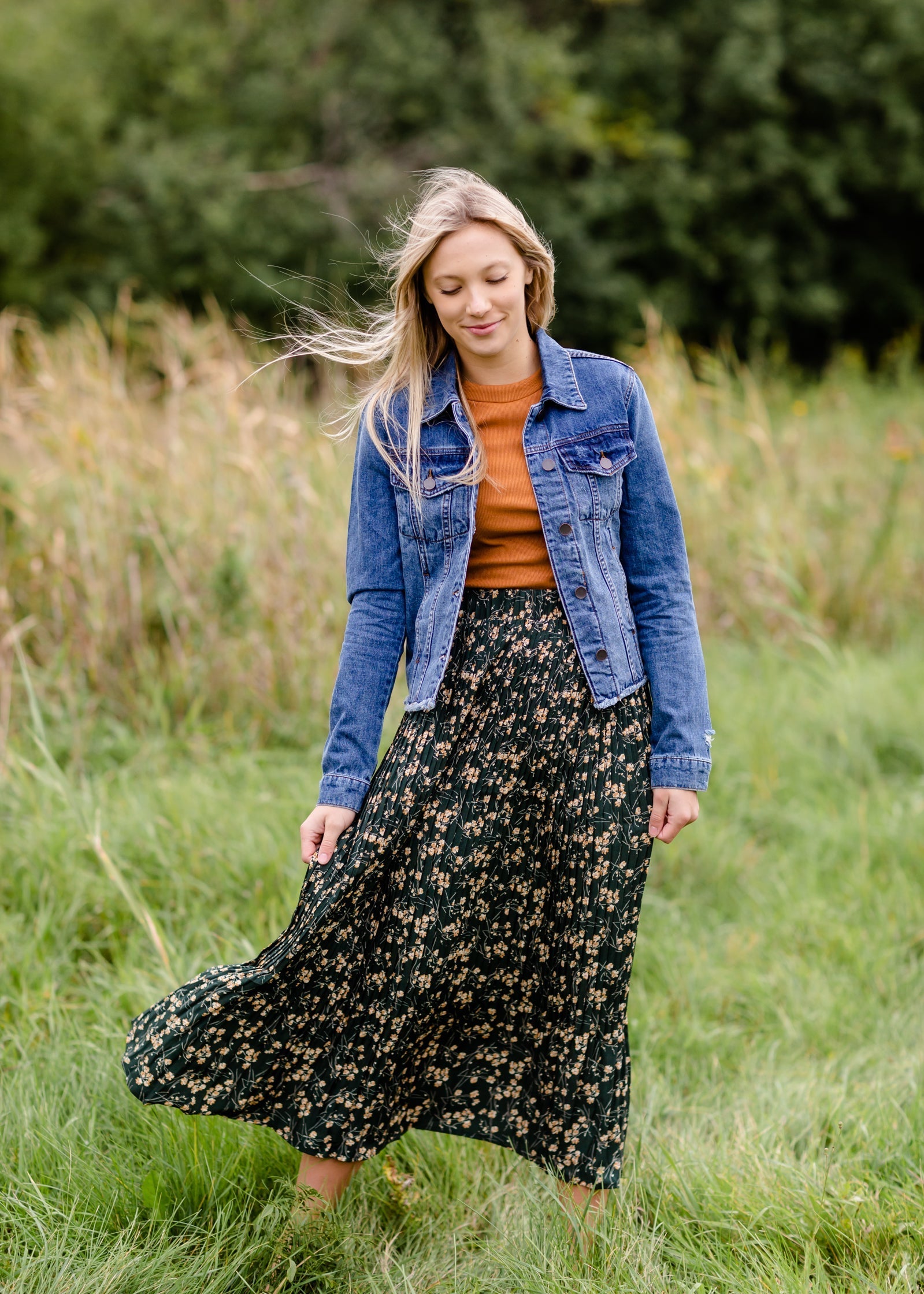 Floral pleated maxi skirt outlet