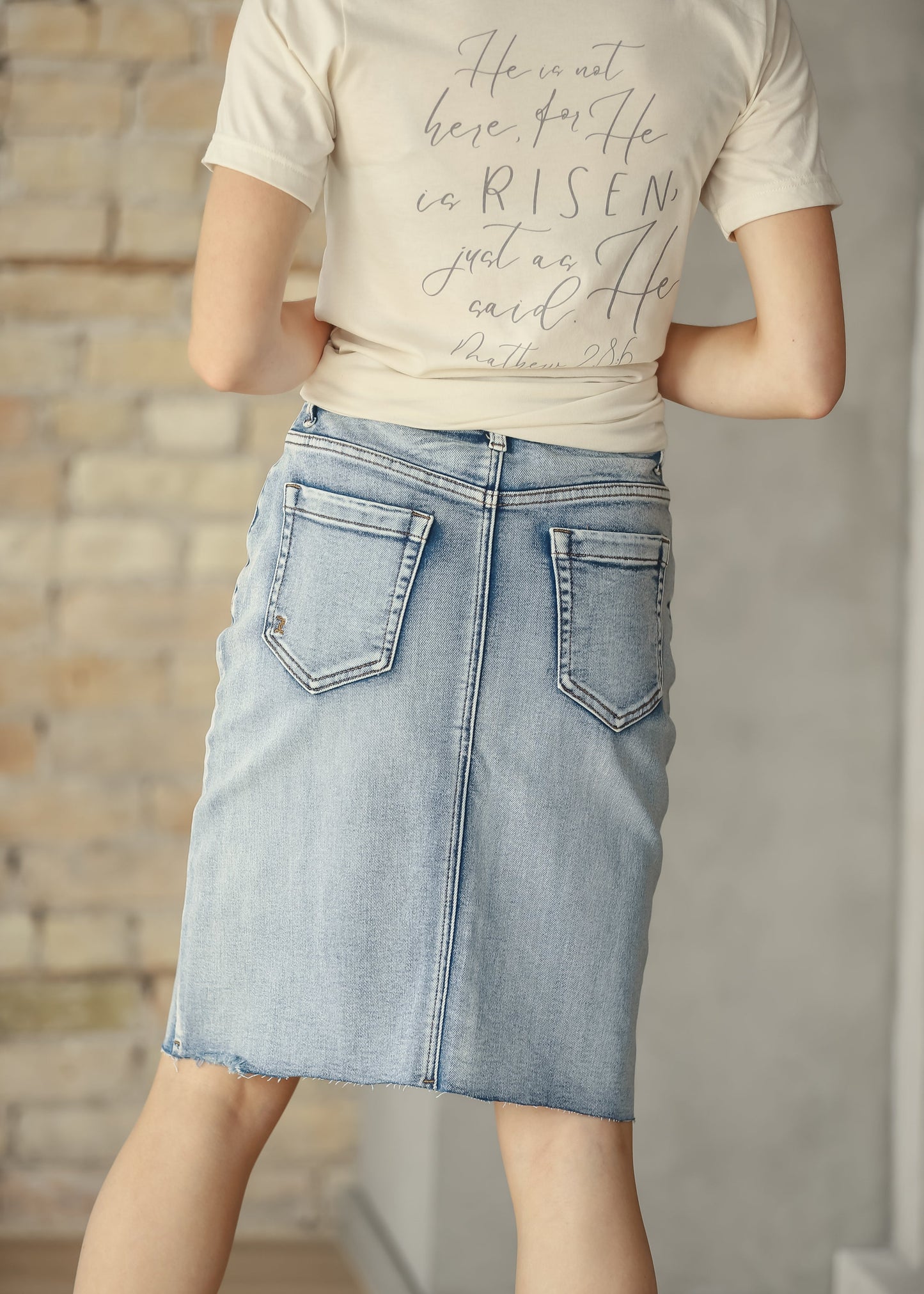 Frankie Light Wash Raw Hem Midi Skirt IC Skirts