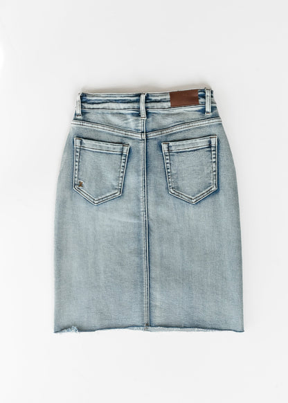 Frankie Light Wash Raw Hem Midi Skirt IC Skirts