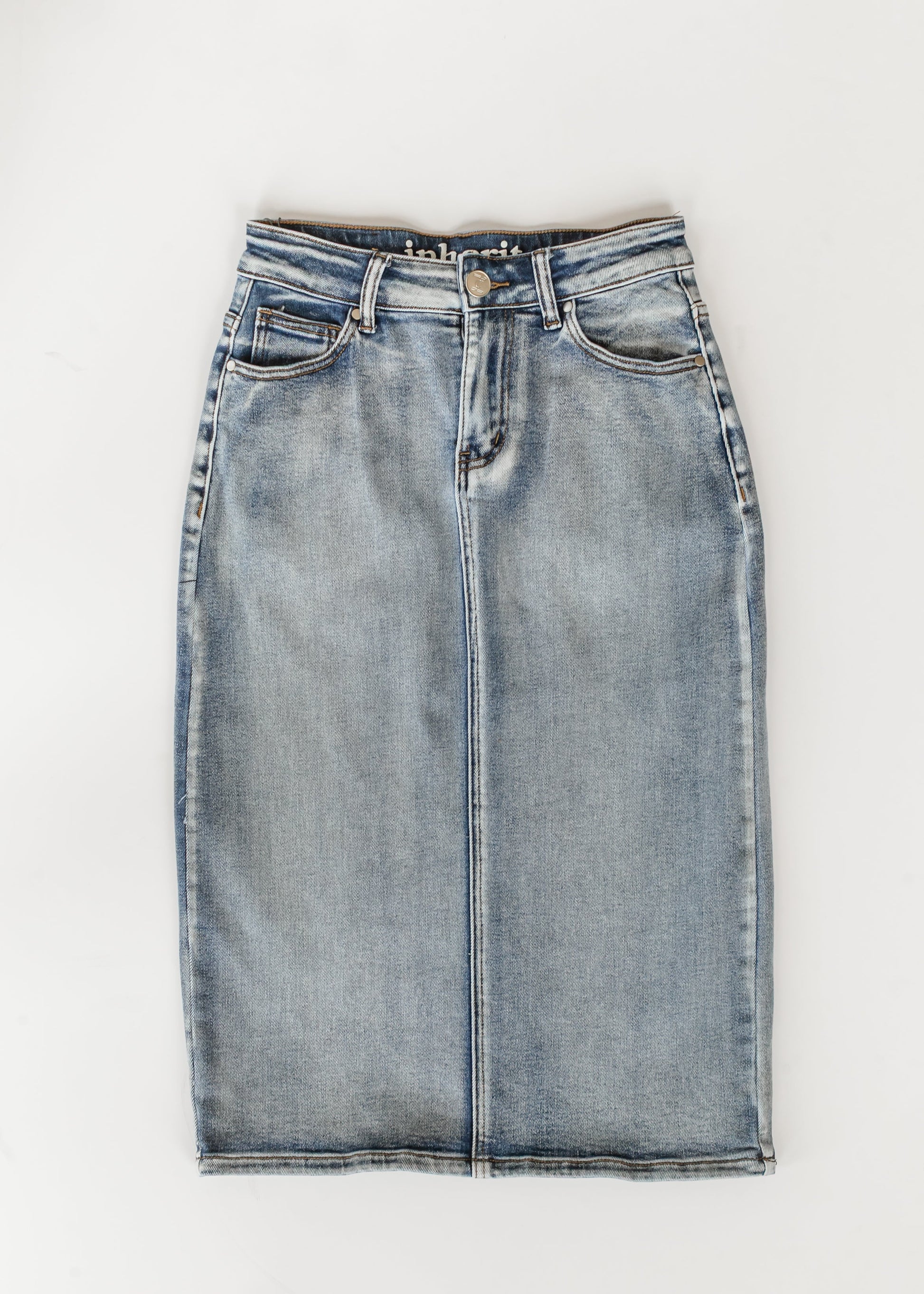 Frankie Medium Wash Denim Midi Skirt IC Skirts