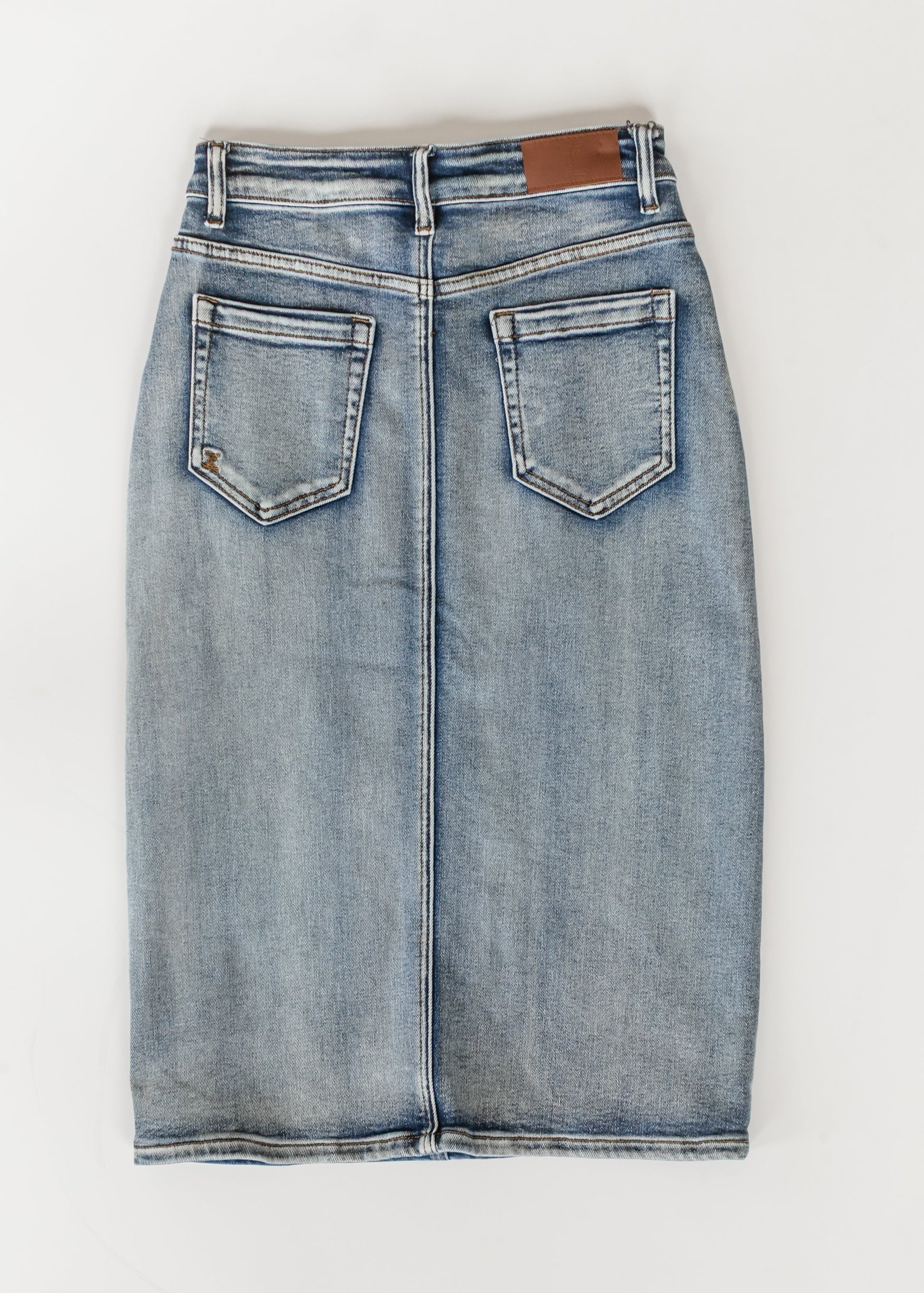 Frankie Medium Wash Denim Midi Skirt IC Skirts