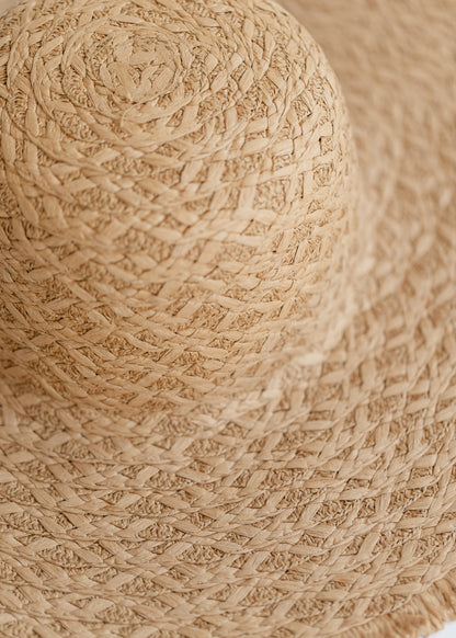 Frayed Straw Floppy Sun Hat Accessory