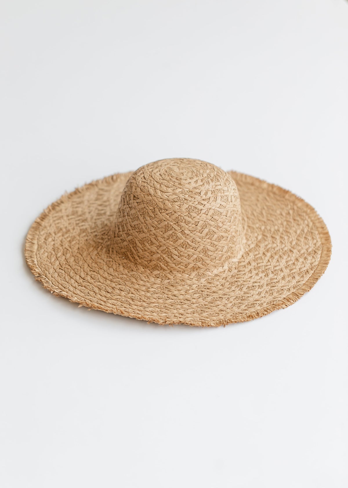 White Frayed Straw Floppy Hat Fringe Straw Floppy Hat - White – The Coral Sash main image 2
