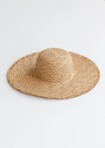 Frayed Straw Floppy Sun Hat Accessory