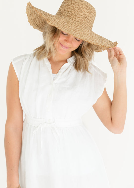Frayed Straw Floppy Sun Hat Accessory