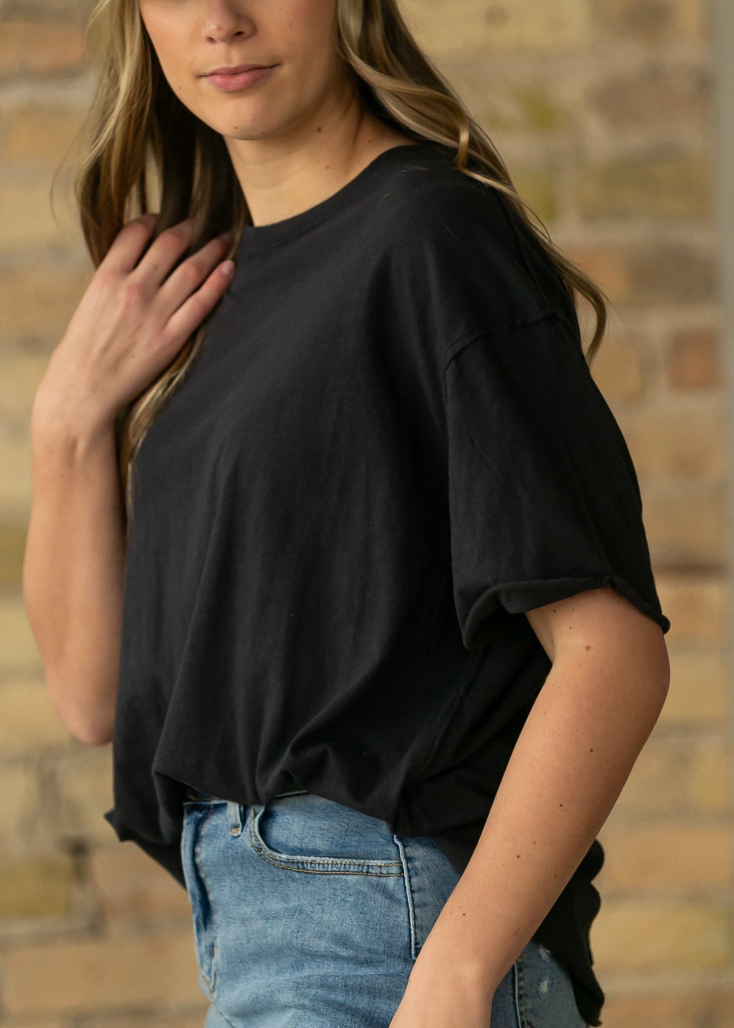 Free People® Black Nina Tee FF Tops
