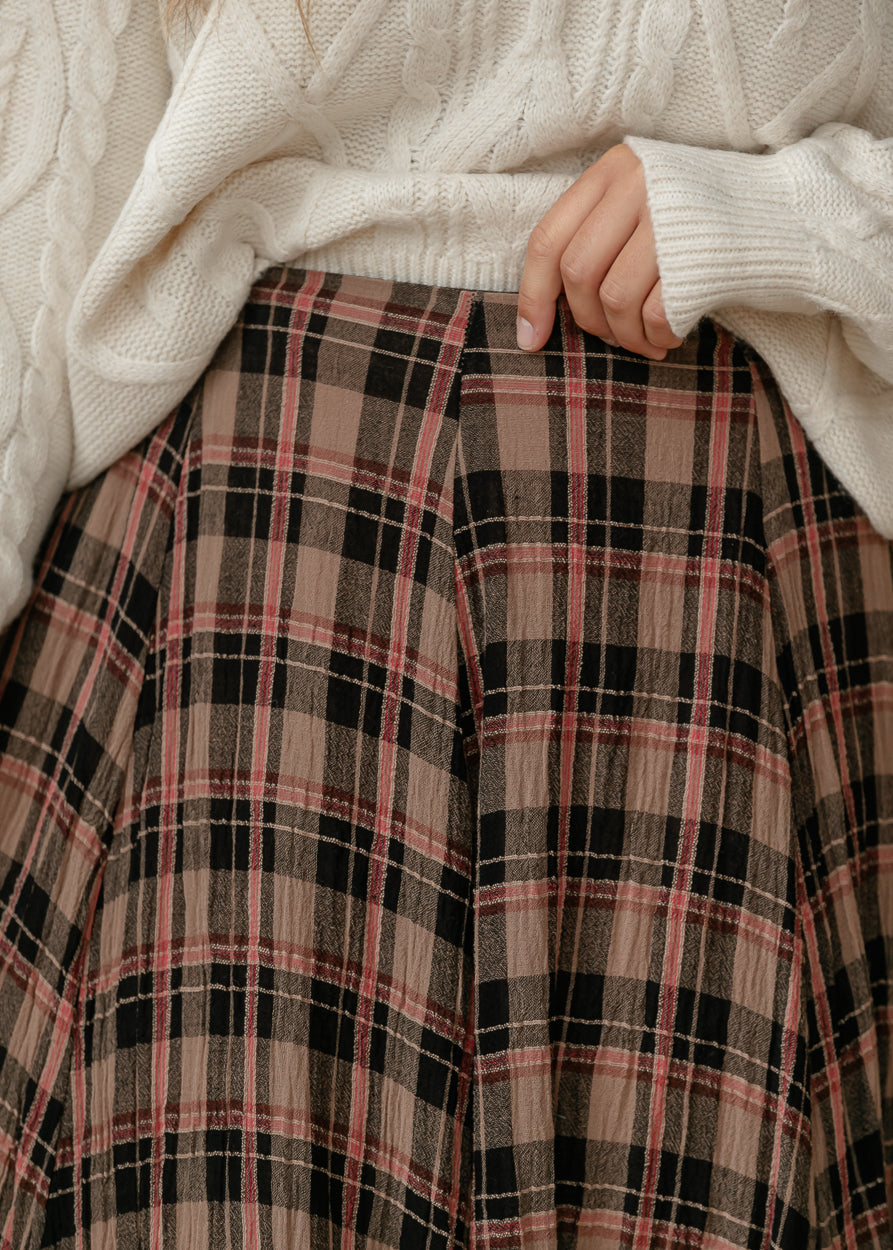 Free People® Brown Plaid Ives Maxi Skirt FF Skirts