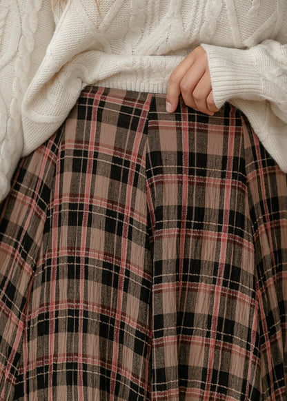 Free People® Brown Plaid Ives Maxi Skirt FF Skirts