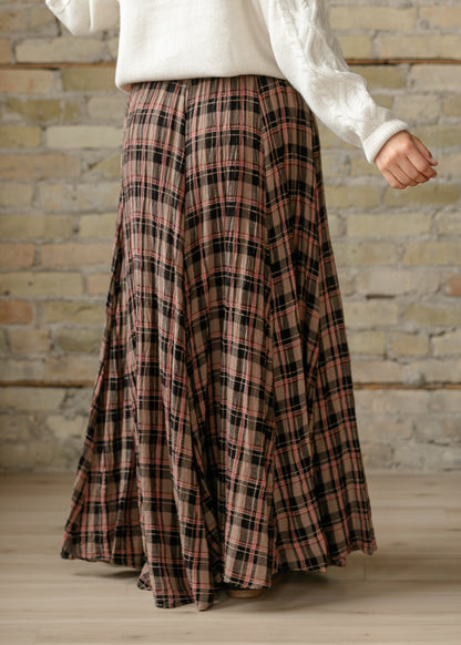 Free People® Brown Plaid Ives Maxi Skirt FF Skirts
