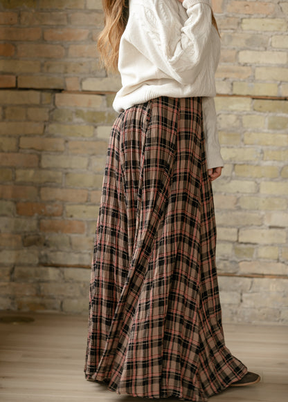 Free People® Brown Plaid Ives Maxi Skirt FF Skirts
