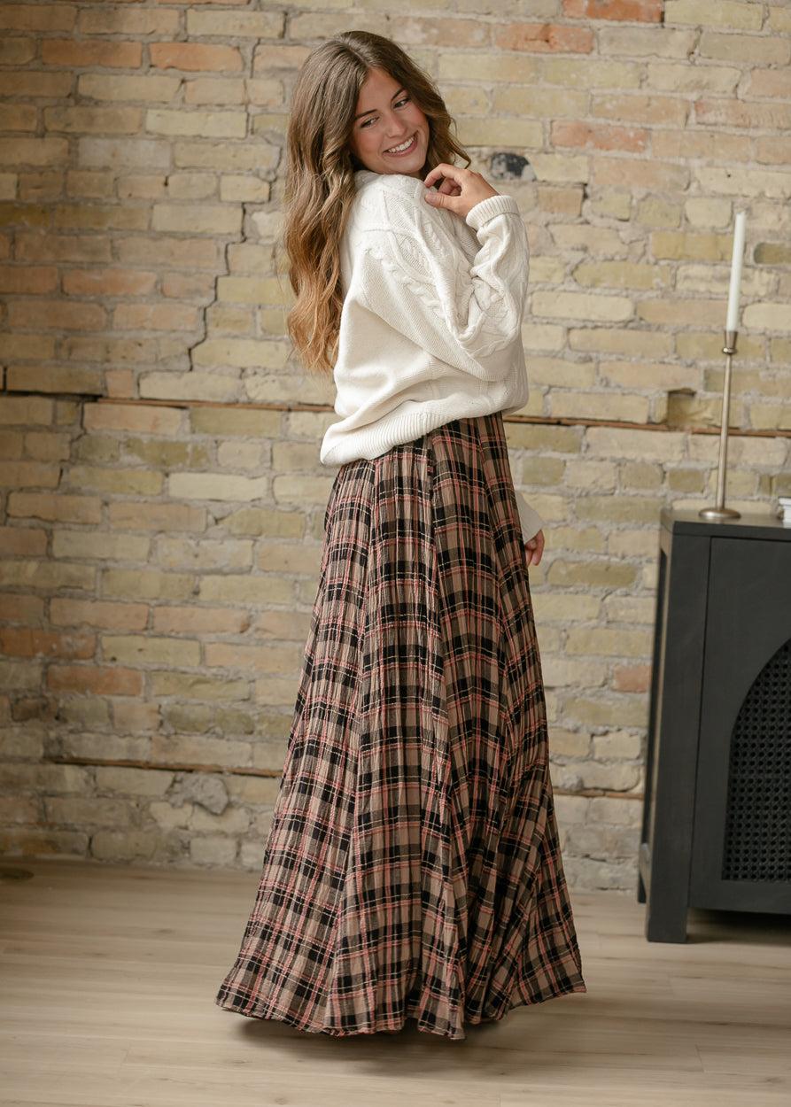 Free People® Brown Plaid Ives Maxi Skirt FF Skirts