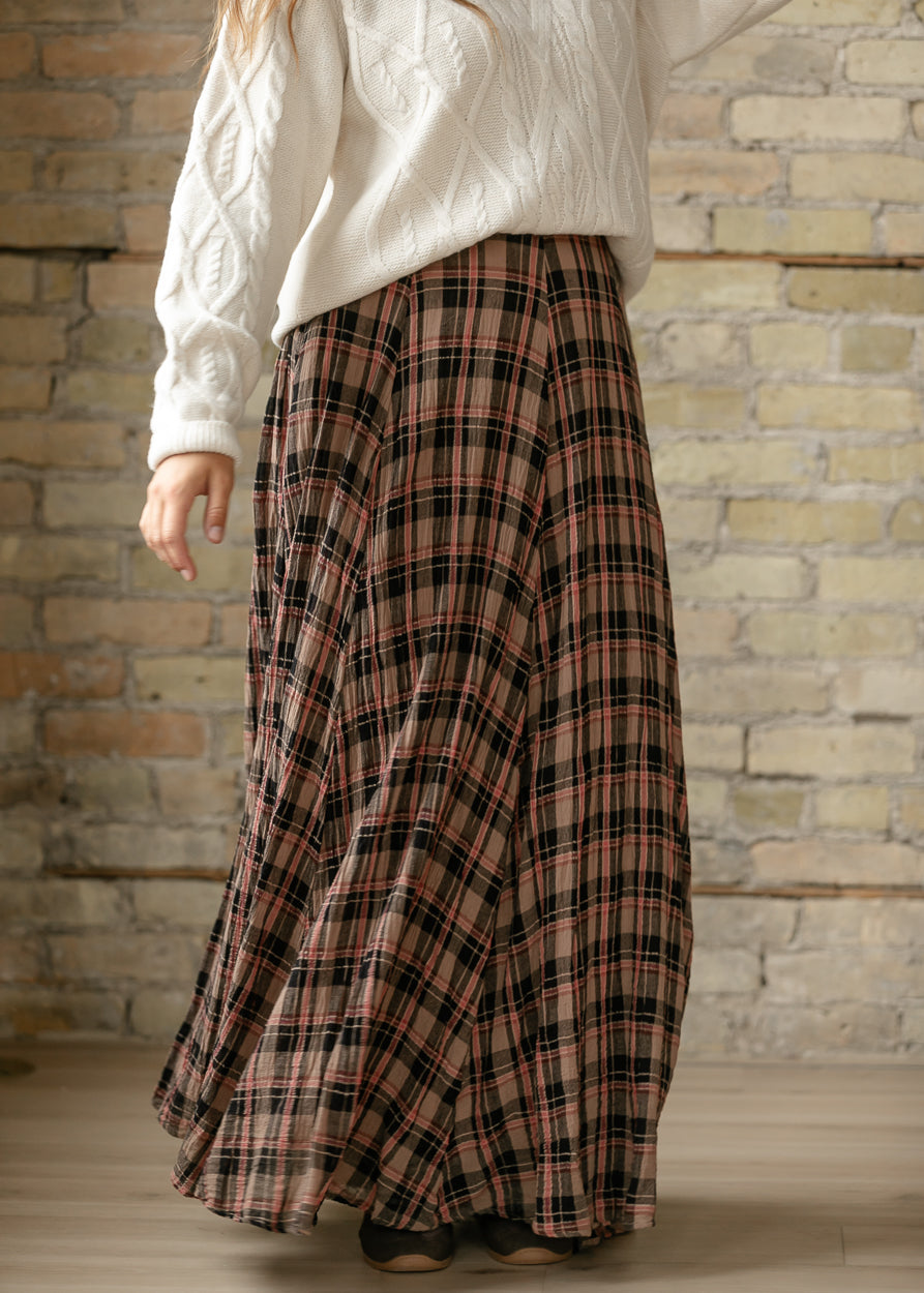 Free People® Brown Plaid Ives Maxi Skirt FF Skirts