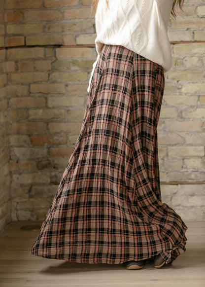 Free People® Brown Plaid Ives Maxi Skirt FF Skirts