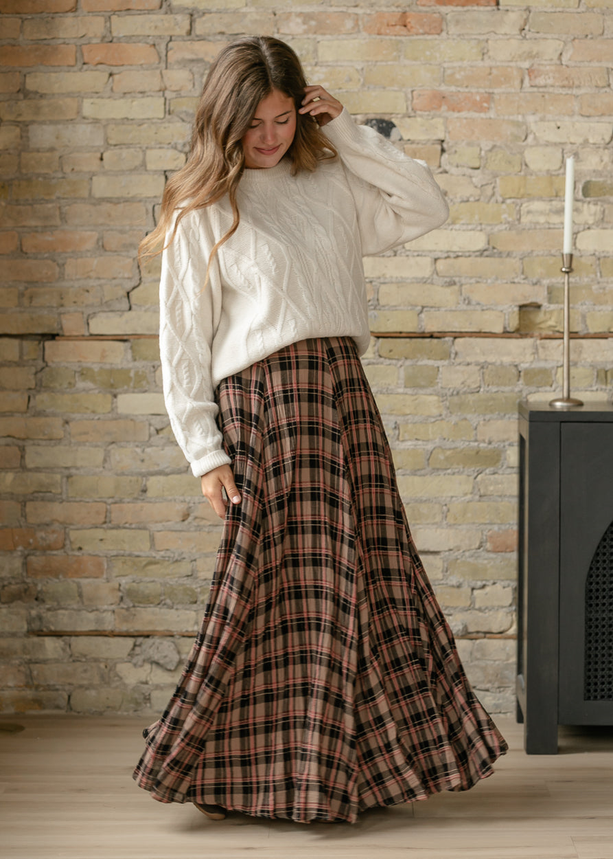 Free People® Brown Plaid Ives Maxi Skirt FF Skirts
