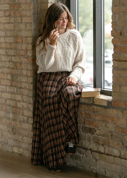 Free People® Brown Plaid Ives Maxi Skirt FF Skirts