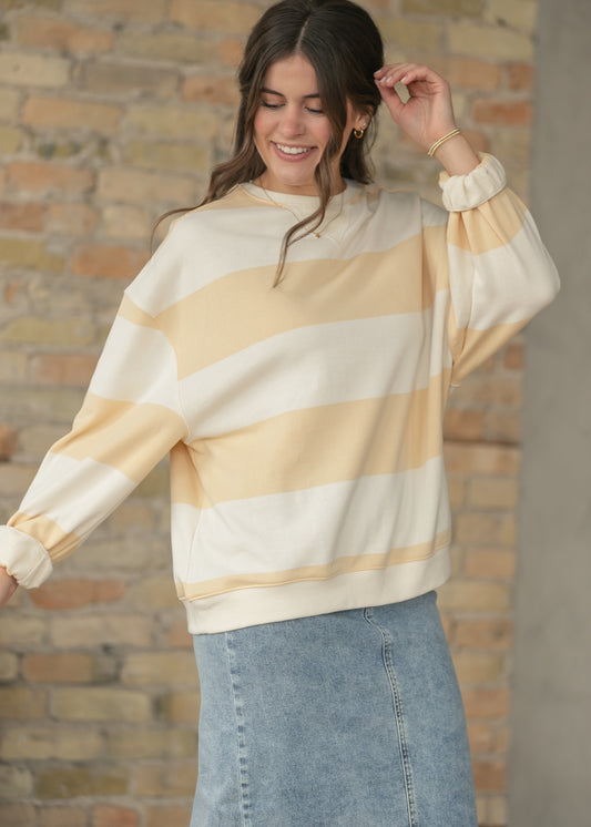 Free People® Classic Apricot Wide Stripe Crew FF Tops