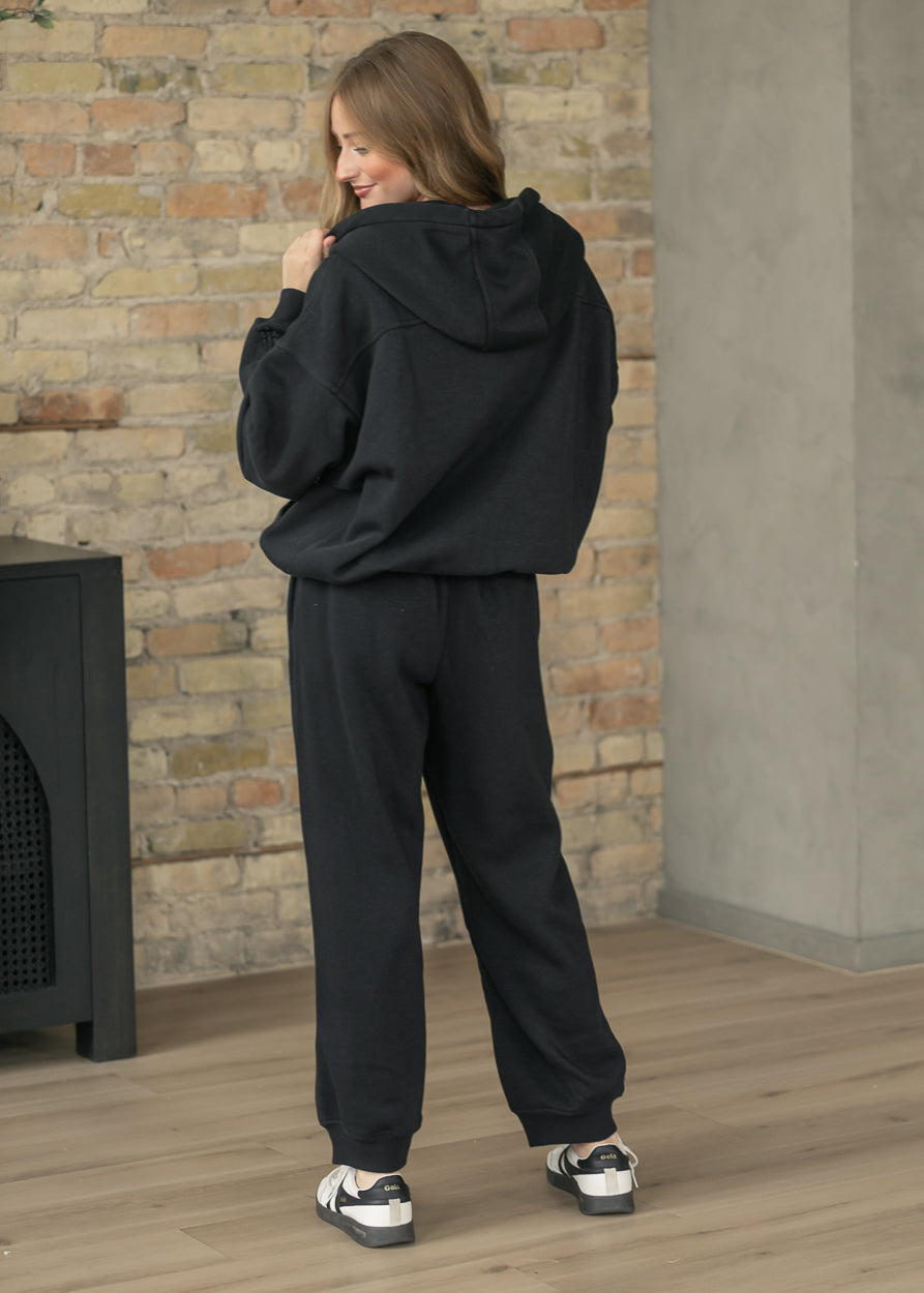 Free People® Final Call Zip Up Black Sweatshirt FF Tops