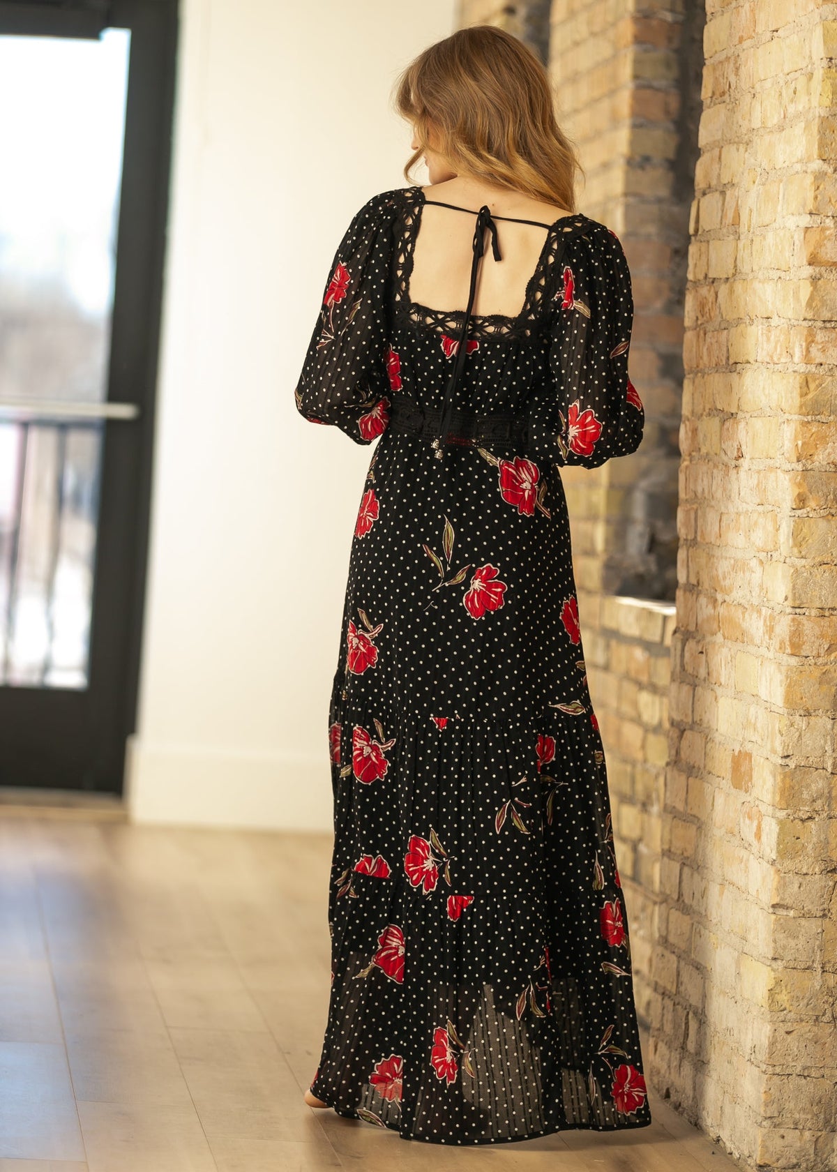 black floral free people dress People® Morning Meadows Maxi Size:UK 8 / US 9 / EU 42 size: 16 30 Cute Birthday Outfits neck Long sleeves Cinched