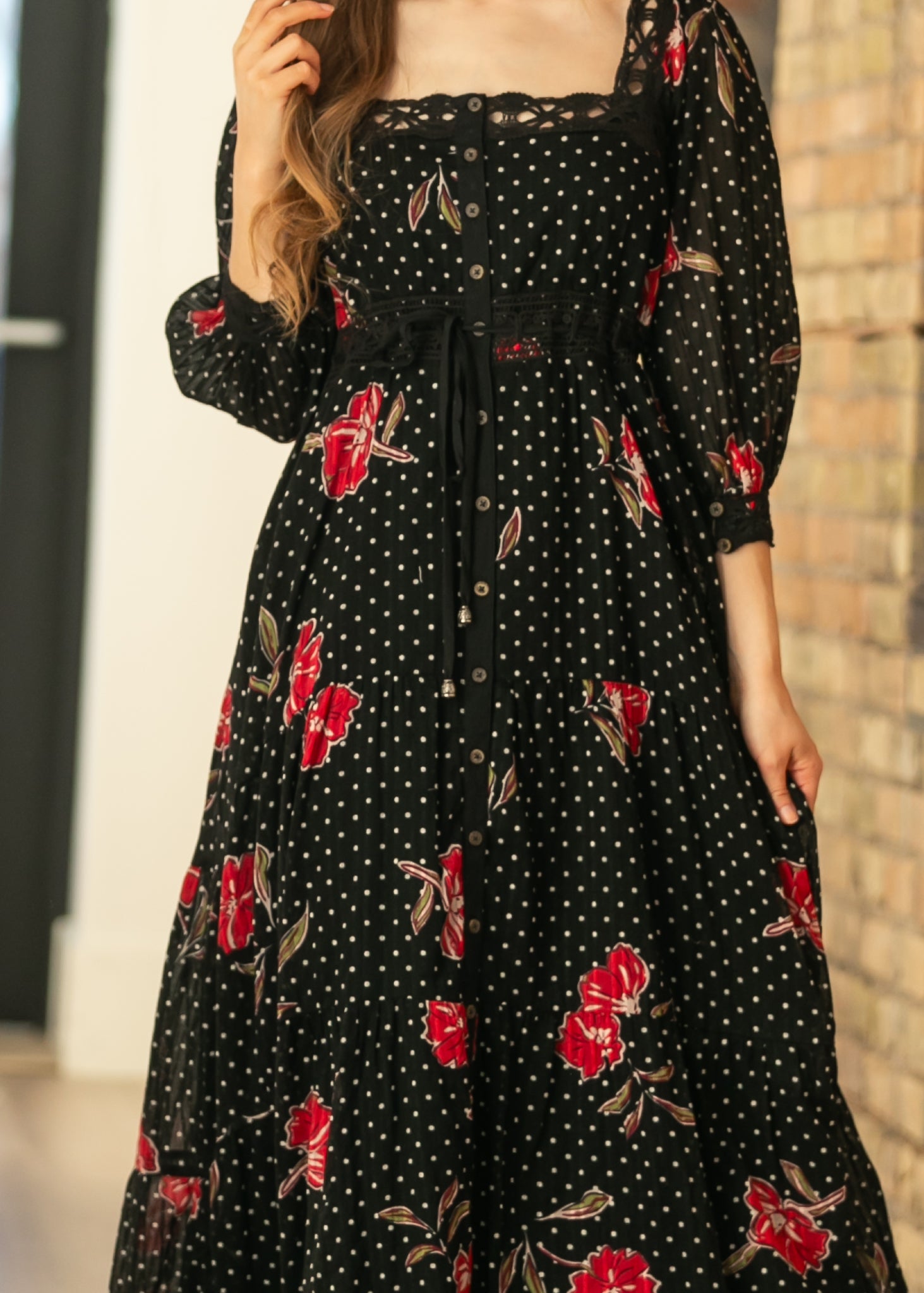 free people long dresses Deep Sea Maxi Dress Long sleeves with cinched cuffs Plenty Of Love Maxi by