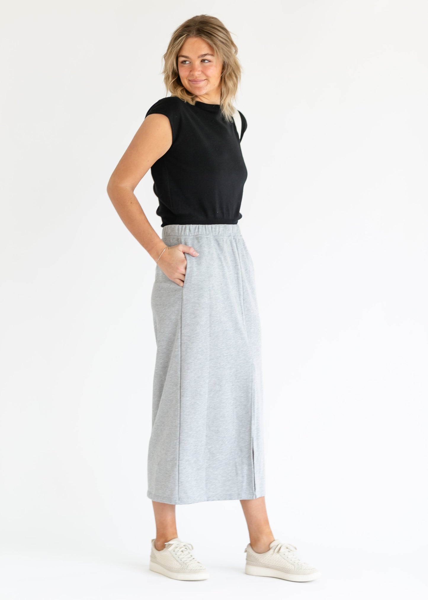 French Terry Front Slit Maxi Skirt - FINAL SALE FF Skirts