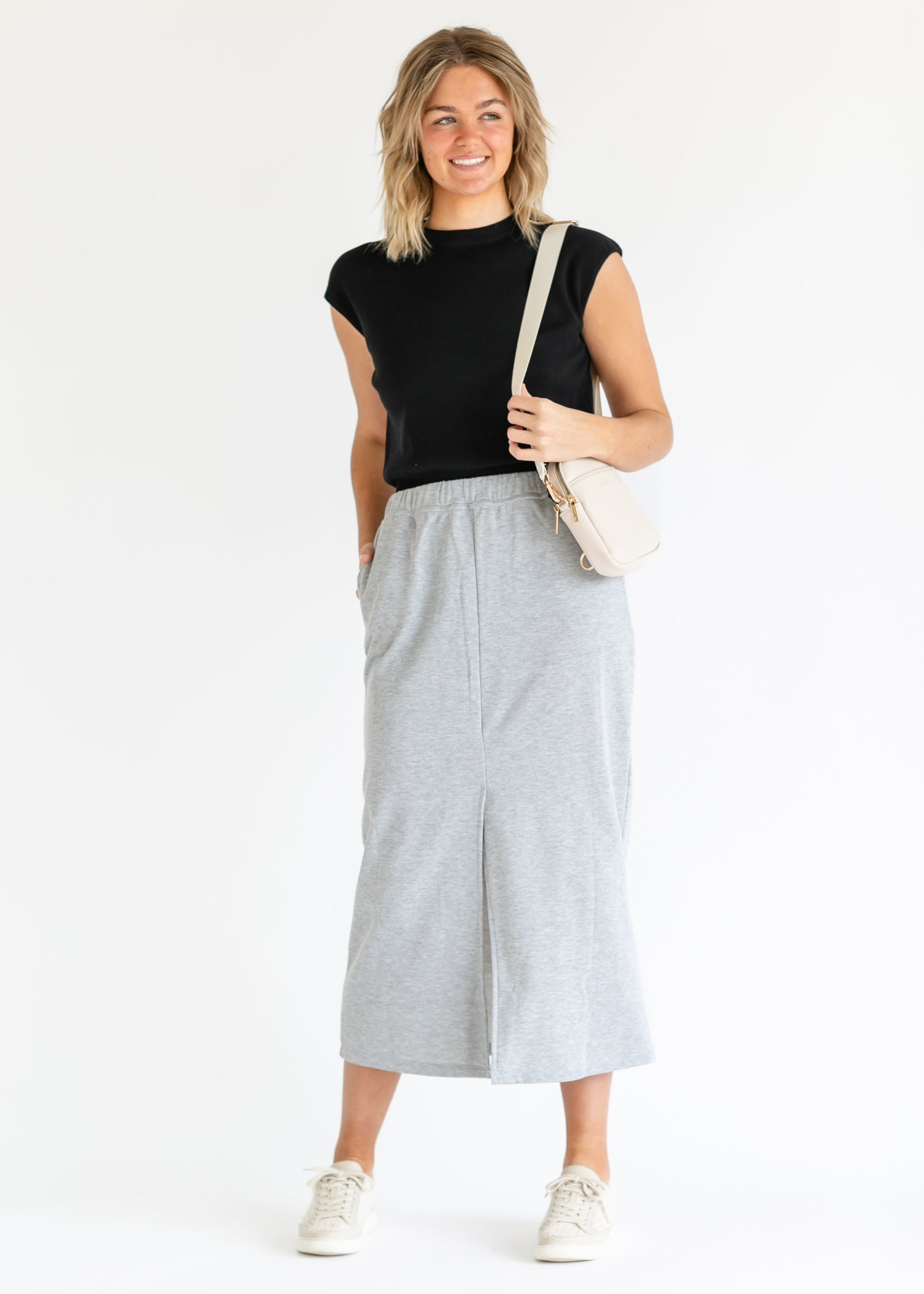 French Terry Front Slit Maxi Skirt - FINAL SALE FF Skirts