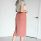 French Terry Stretch Waist Midi Skirt Skirts