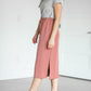French Terry Stretch Waist Midi Skirt Skirts
