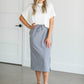 French Terry Stretch Waist Midi Skirt Skirts Gray / S