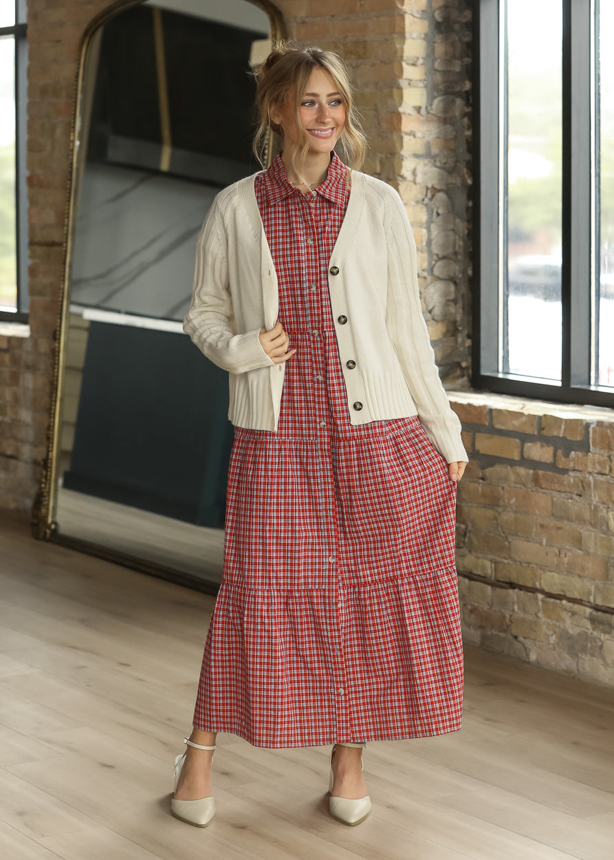 Front Button Cream Cashmere Blend Cardigan FF Layering Essentials