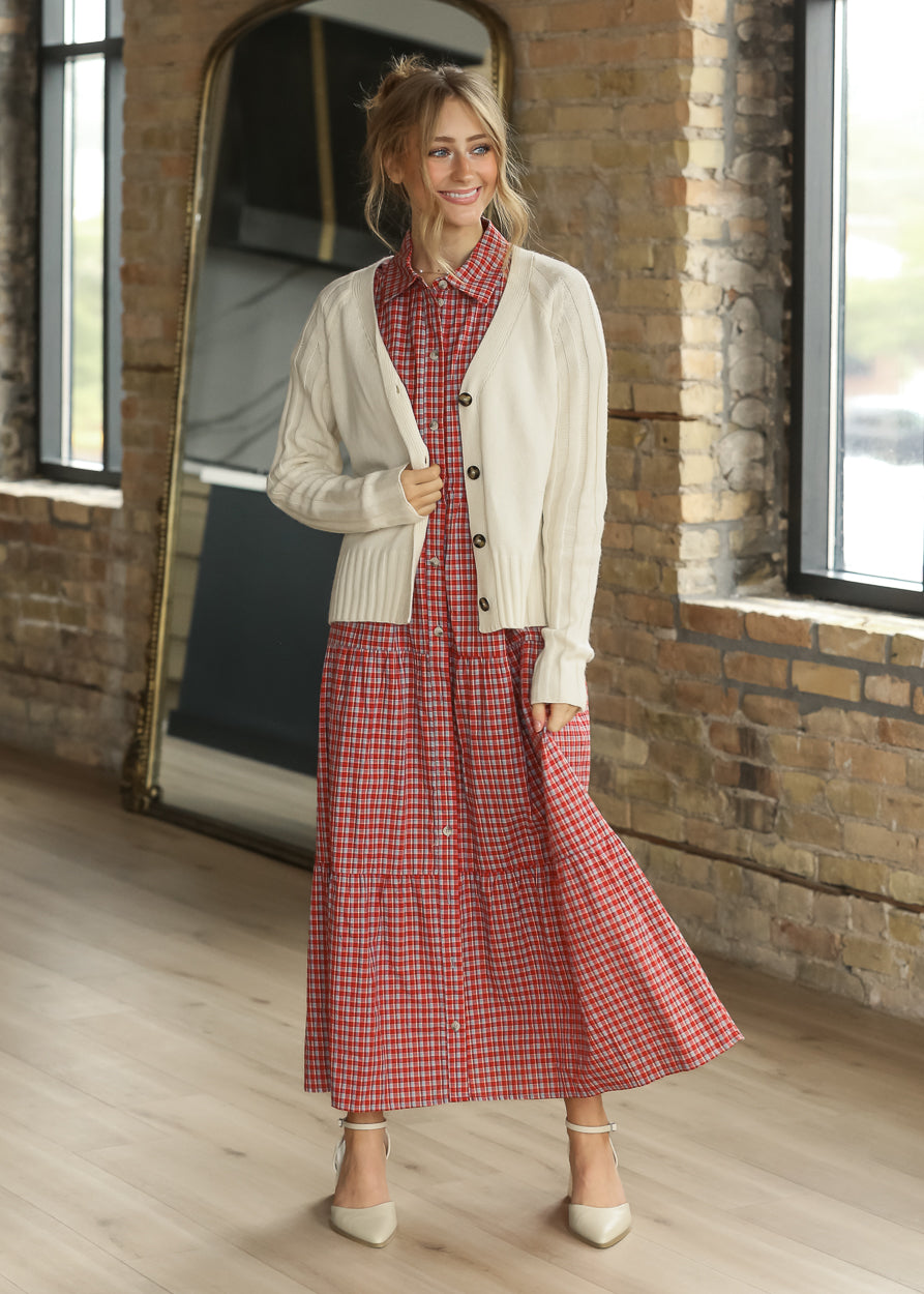 Front Button Cream Cashmere Blend Cardigan FF Layering Essentials