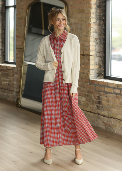 Front Button Cream Cashmere Blend Cardigan FF Layering Essentials