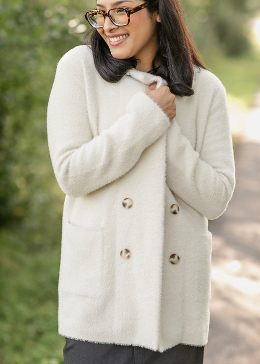 Fuzzy Button Front Coatigan FF Layering Essentials