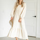 Gauze Ruffle Midi Dress Dresses Cream / S